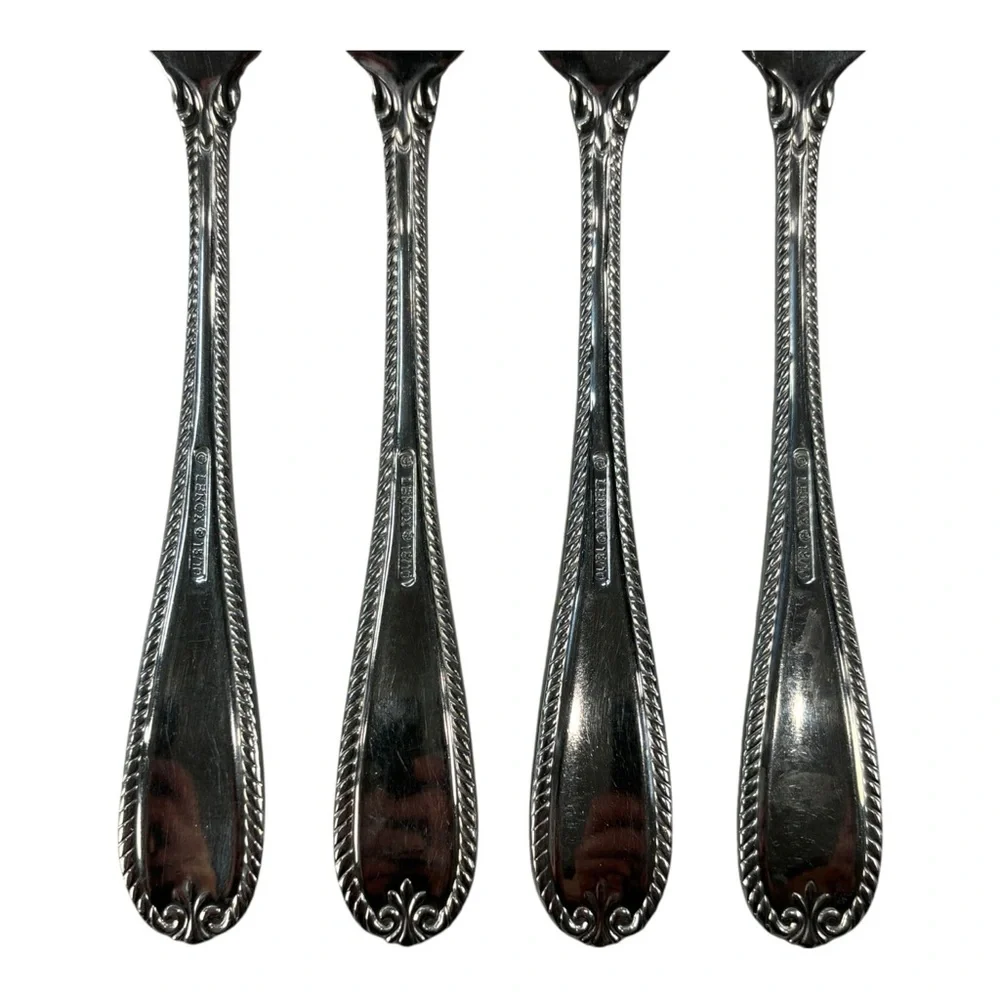 4 - Lenox Tudor Bead Augusta Dinner Forks 18/10 Stainless Steel Flatware